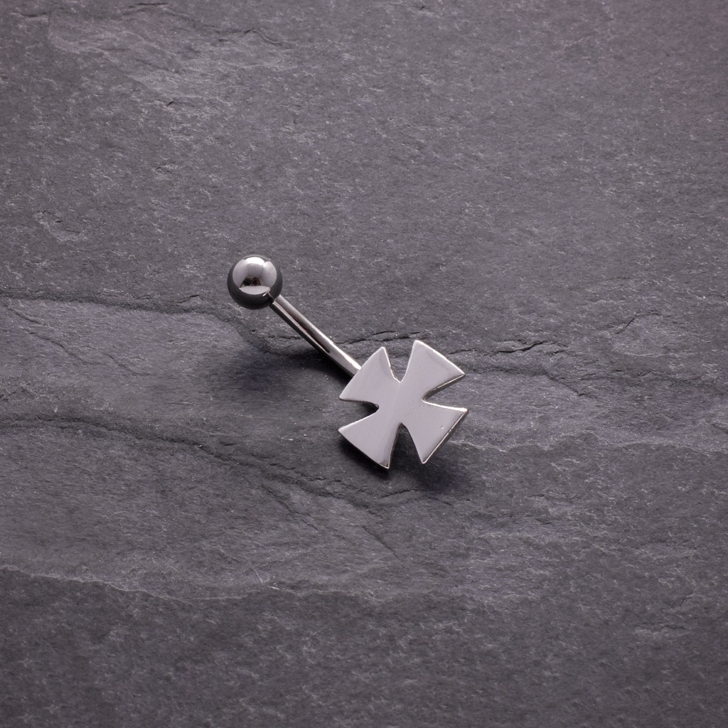 Surgical Grade Stainless Steel Naval Barbell With Cross Pattee Design